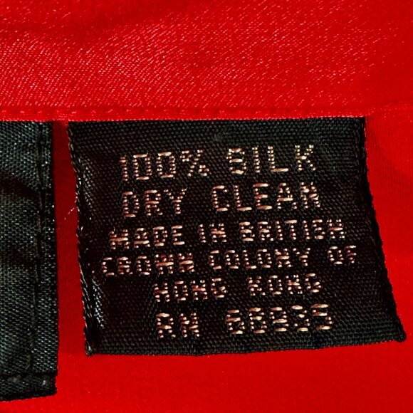 VTG 80s Alcott & Andrews Silk Blouse Red Button Up V-Neck Pockets Womens Size 4 - Picture 4 of 9